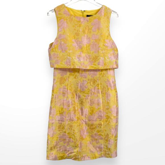Badgley Mischka Yellow and Pink Midi Dress - Picture 2 of 14